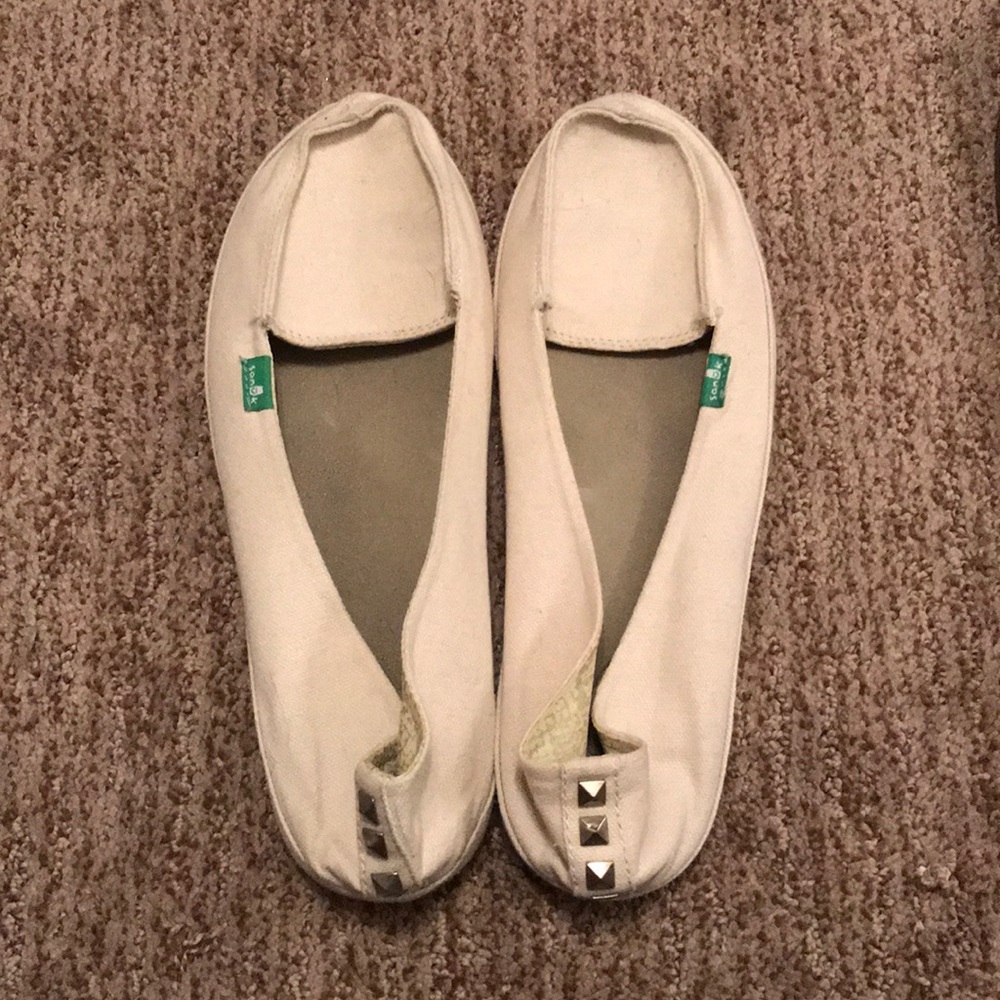 Off White Sanuk Slip Ons